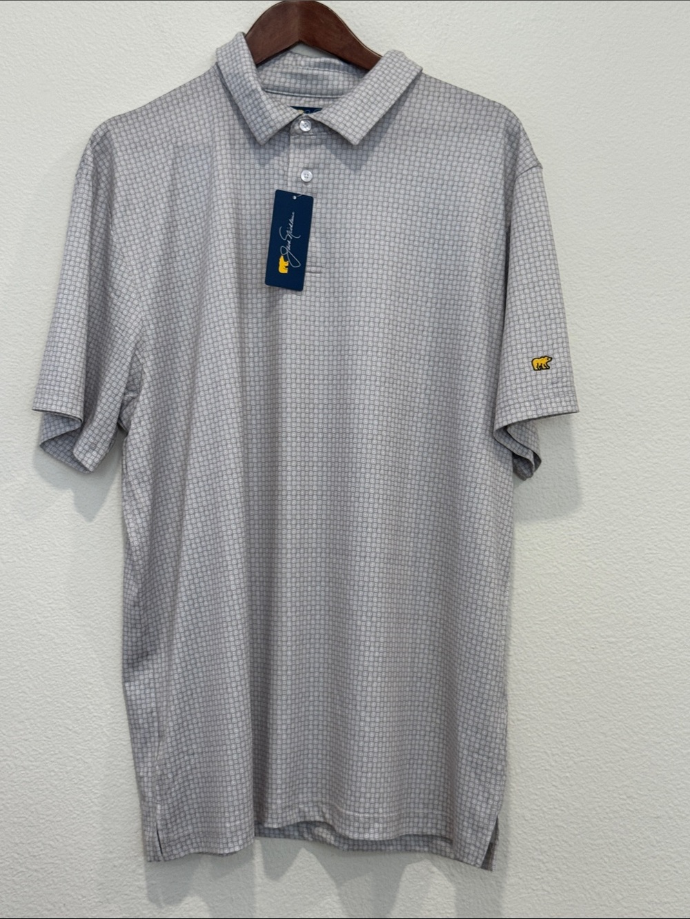 Jack Nicklaus Light Gray Micro-Check Performance Polo